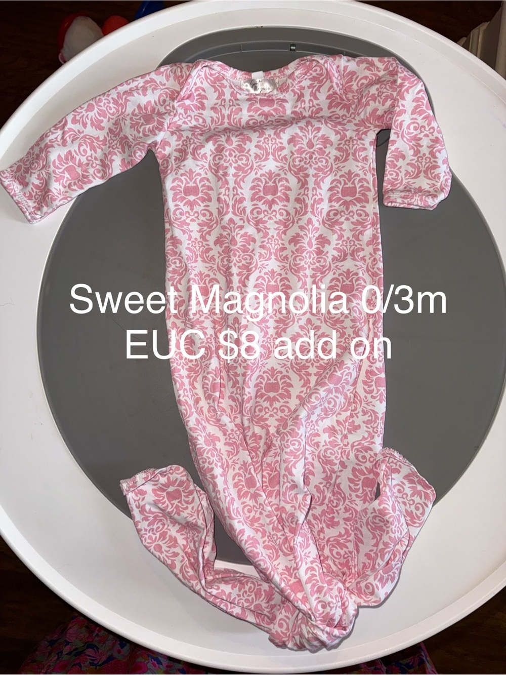 Sweet Magnolia Pink Damask Knotted Nightgown Pajamas